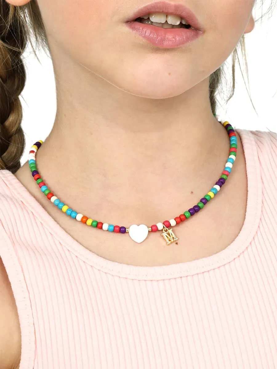 MODERN ASIR Colorful Initial Cute Necklaces for Girls - Trendy Beaded Choker Necklace for Women Teen Girl, Handmade Letter Choker Necklace Jewelry for Women Girls Gifts