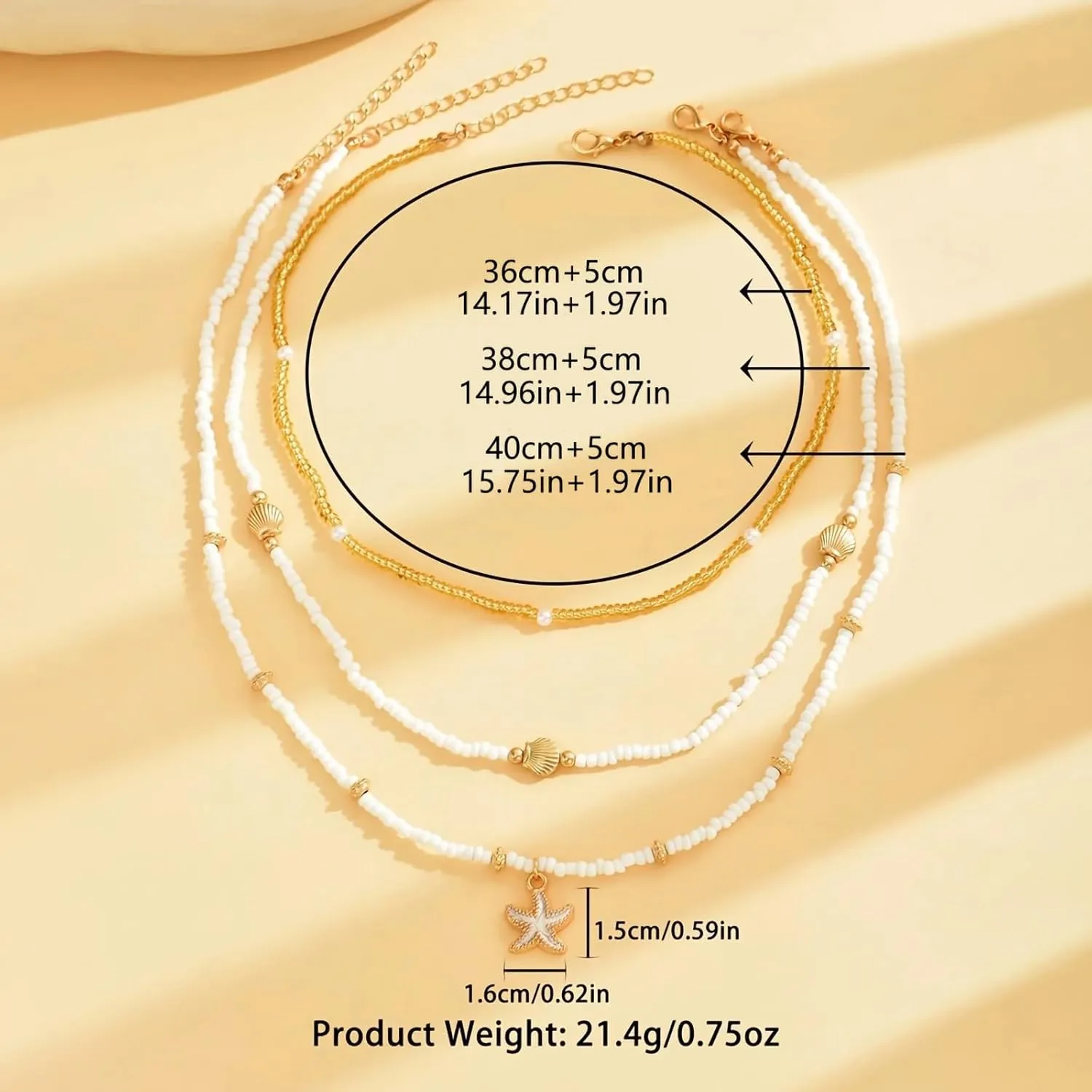 Nackiy Handmade Sea Shell Necklace for Women Summer Adjustable Natural Shell Collar Necklace (Beige Braided Rope)