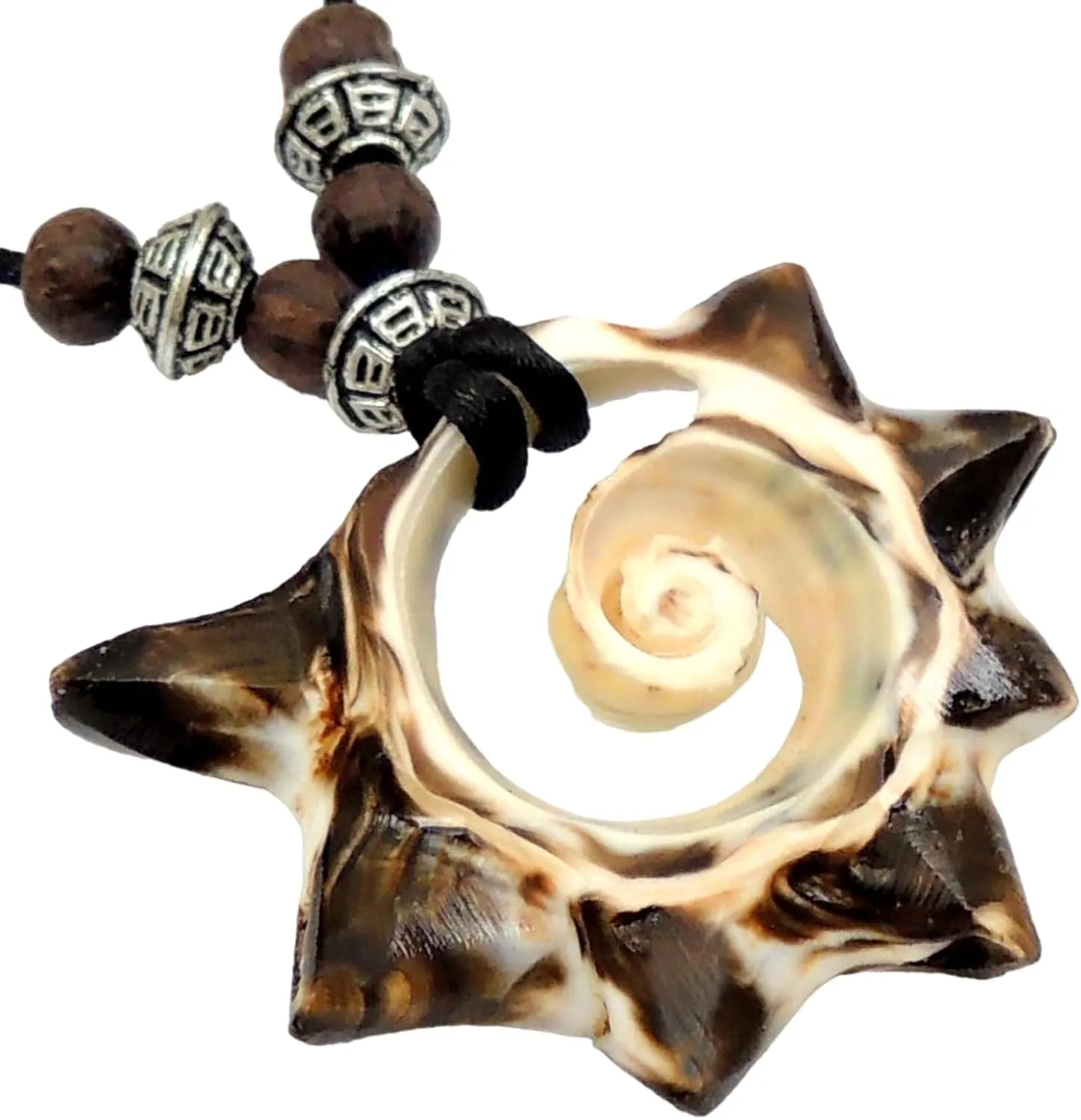 Natural Cone Shell Pendant Adjustable Cord Necklace Handmade Women Jewelry BA176