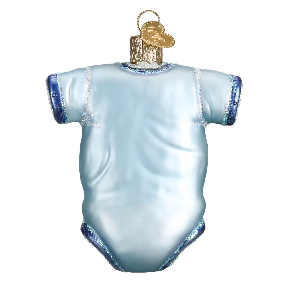 Old World Christmas Blue Baby Undershirt Blown Ornament