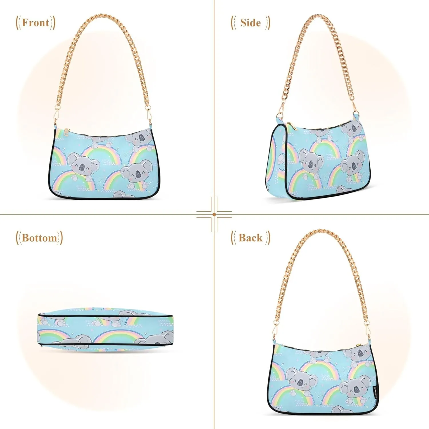 Orange Gray Chrysanthemum Cute Purse Hobo Party Purses Women's Shoulder Handbags over the Shoulder Purse