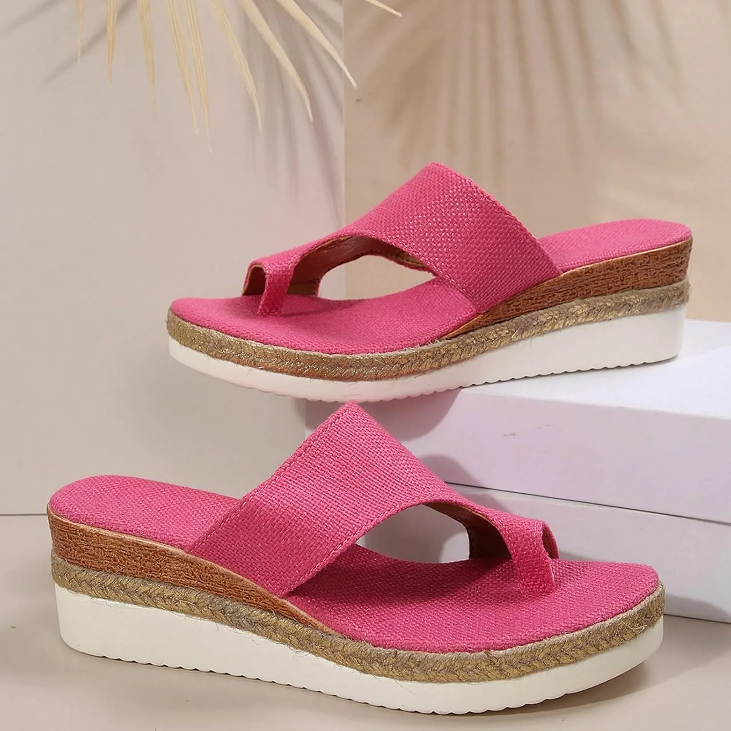 Orthopedic Platform Wedge Sandals for Women Summer Dressy 2025 Comfortable Open Toe Slip on Slides Beach Low Wedge Shoes