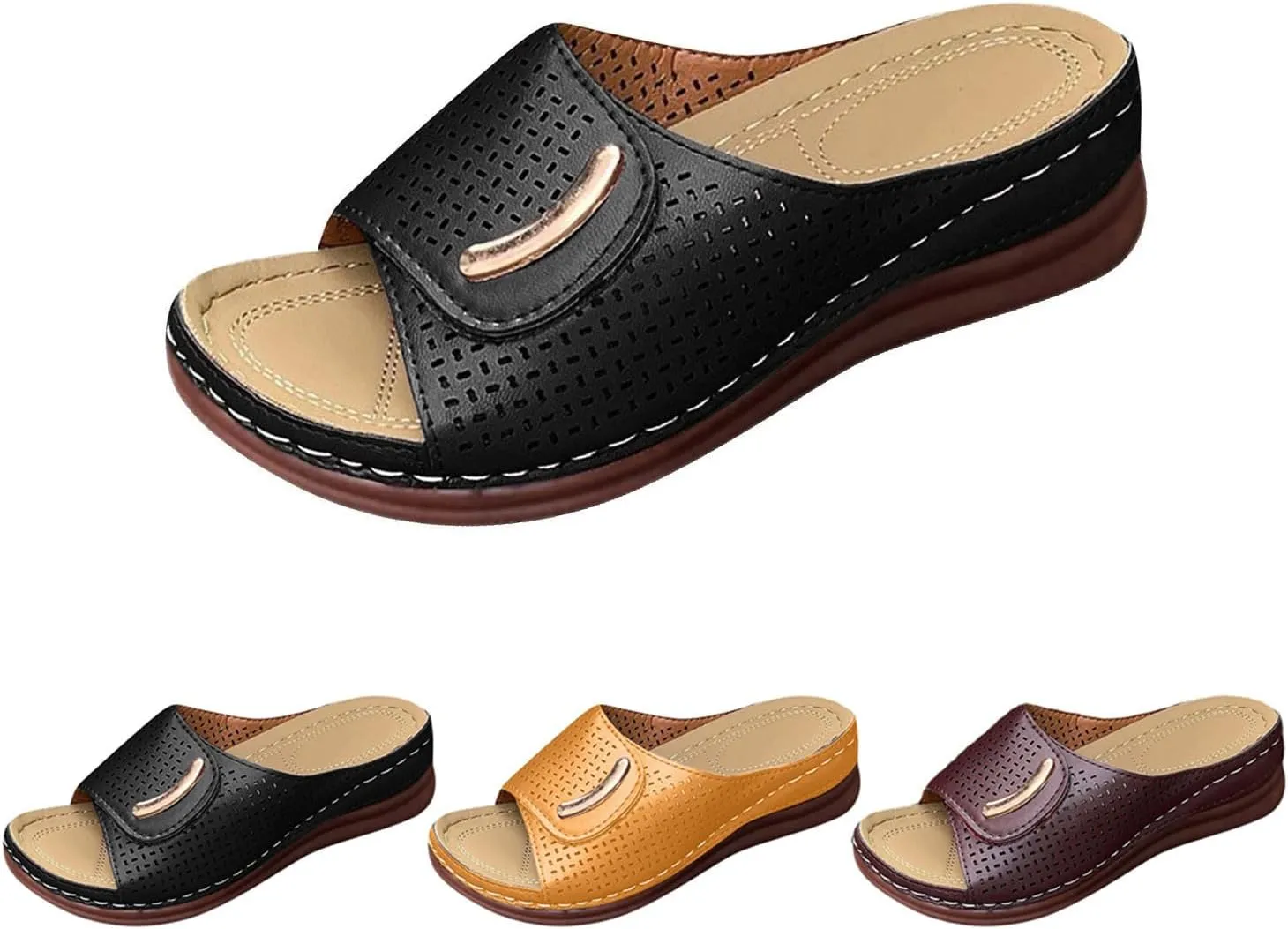 Orthopedic Sandals for Women Arch Support Open Toe Slip On Slippers Orthotic Slides Comfort Wear Orthowear Shoes Wide Width Soft Cushion Summer Walking Shoes 2025 Trendy