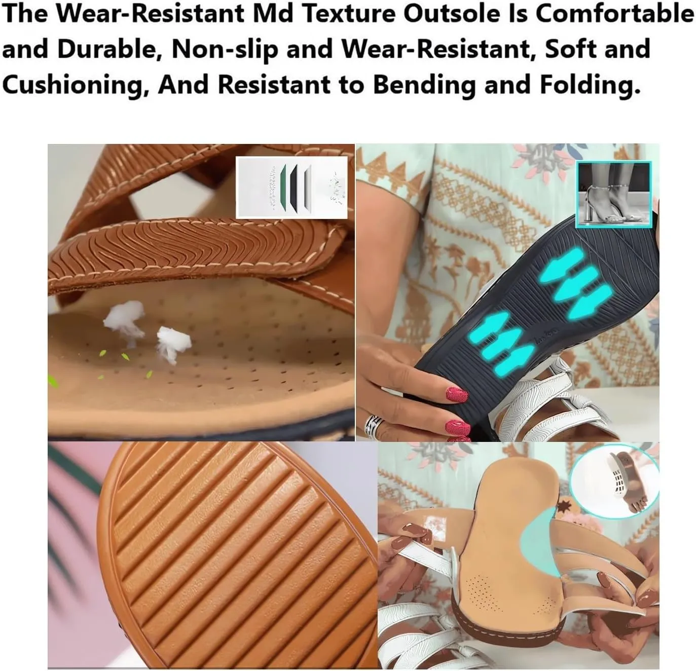 Orthopedic Sandals for Women Faux Leather Wedges Open Toe Wide Width Slippers Orthotic Slippers Non Slip Comfortable Walking Shoes Retro Slides for All Day Wear