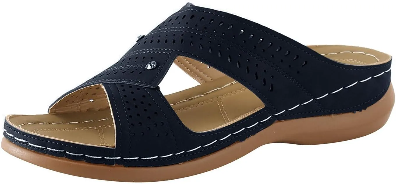 Orthotic Slippers for Plantar Fasciitis Open Toe Comfort Sandals with Arch Support Dressy Casual Summer Shoes Wide Width Wedge Sandals Comfortable Beach Shoes Ladies Outdoor Slippers 2025 Fashion