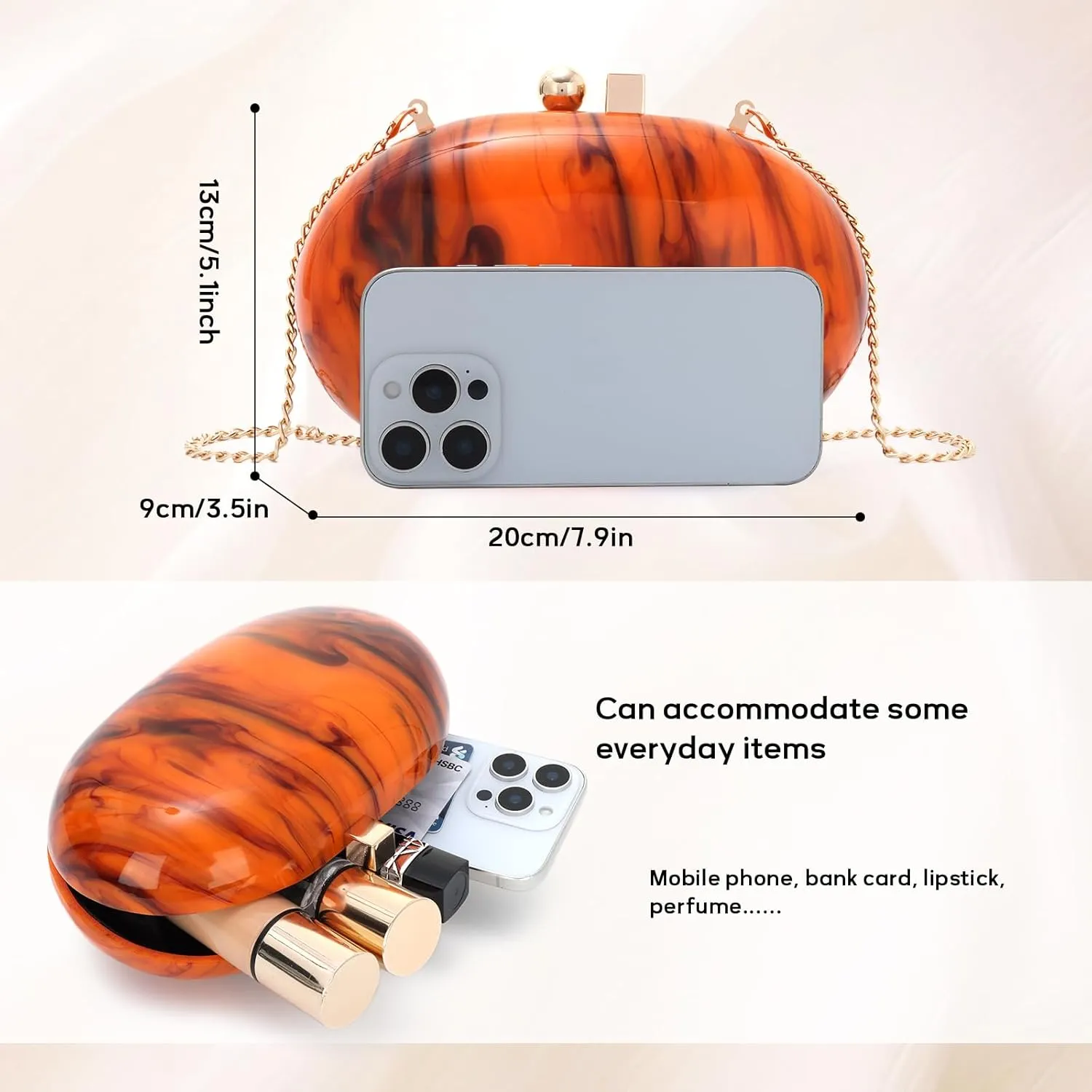 Oweisong Acrylic Clutch Purse for Women Marbel Shell Clutch Wedding Evening Bags Pearl Beaded Shoulder Handbag