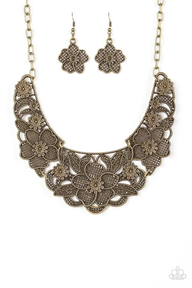 Paparazzi Accessories  - Petunia Paradise #N229 Peg - Brass Necklace