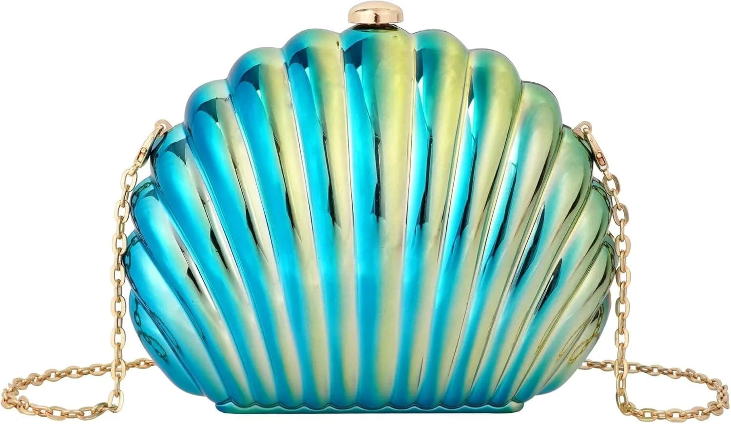 Pearl Chain Crossbody Pu Leather Mermaid Shoulder Glitter Seashell Evening Clutch Purse