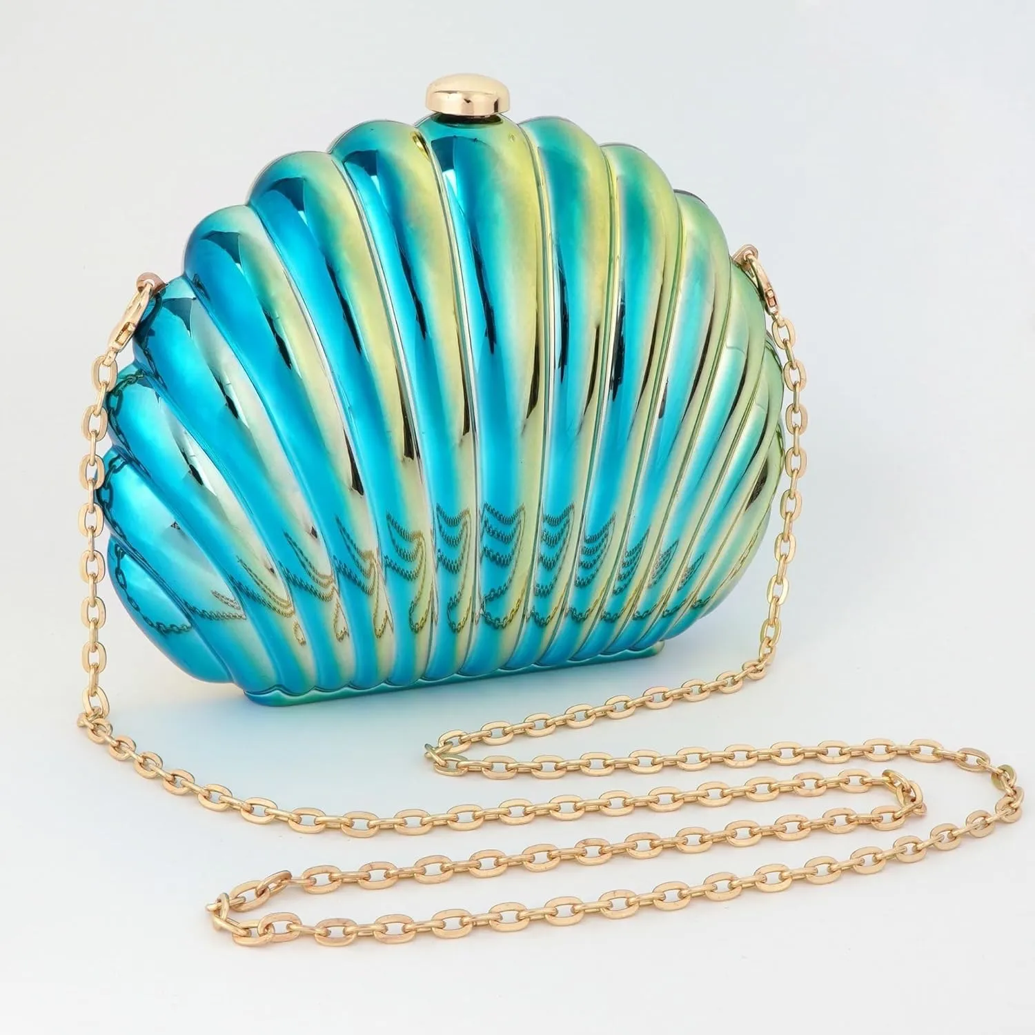 Pearl Chain Crossbody Pu Leather Mermaid Shoulder Glitter Seashell Evening Clutch Purse