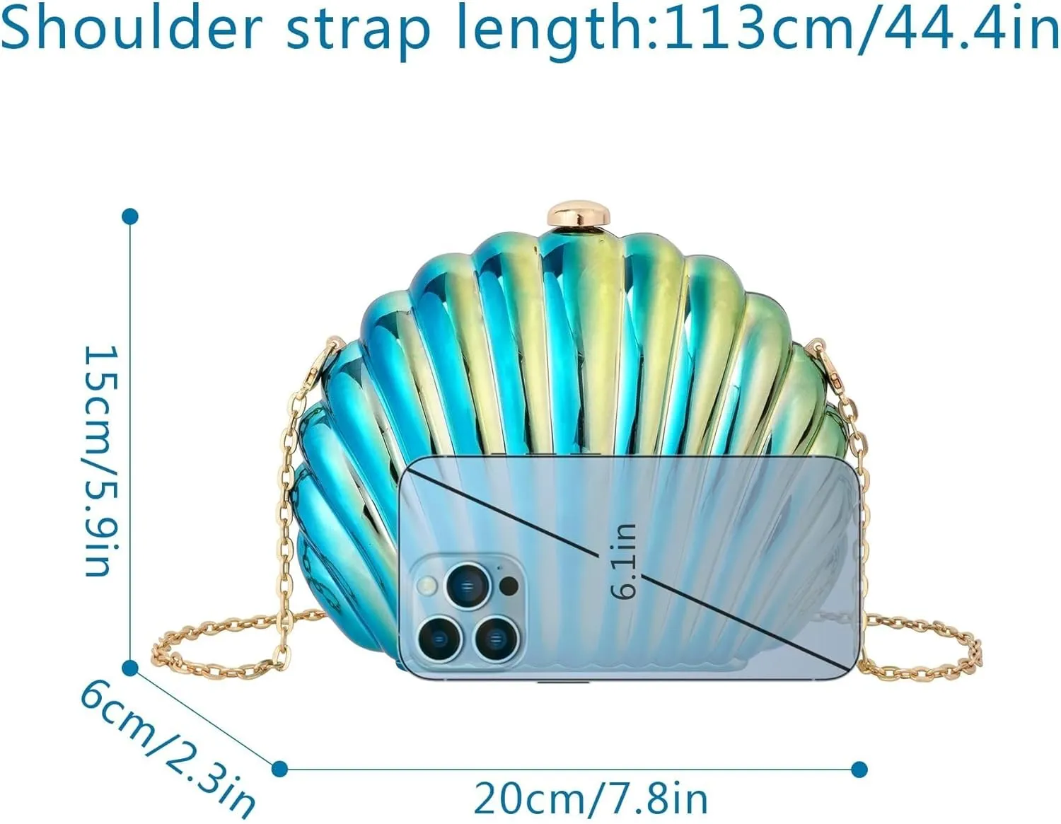 Pearl Chain Crossbody Pu Leather Mermaid Shoulder Glitter Seashell Evening Clutch Purse