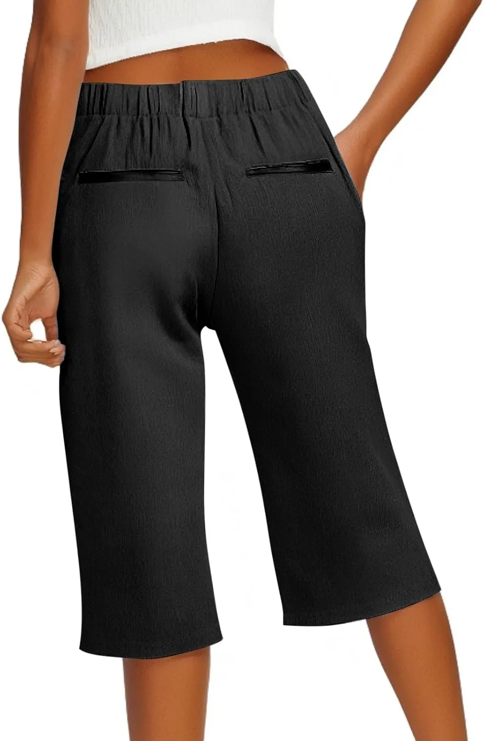 Pedal Pushers for Women Lightweight and Thin Summer Bermuda Shorts Baggy Casual Summer Capri Shorts with Pockets