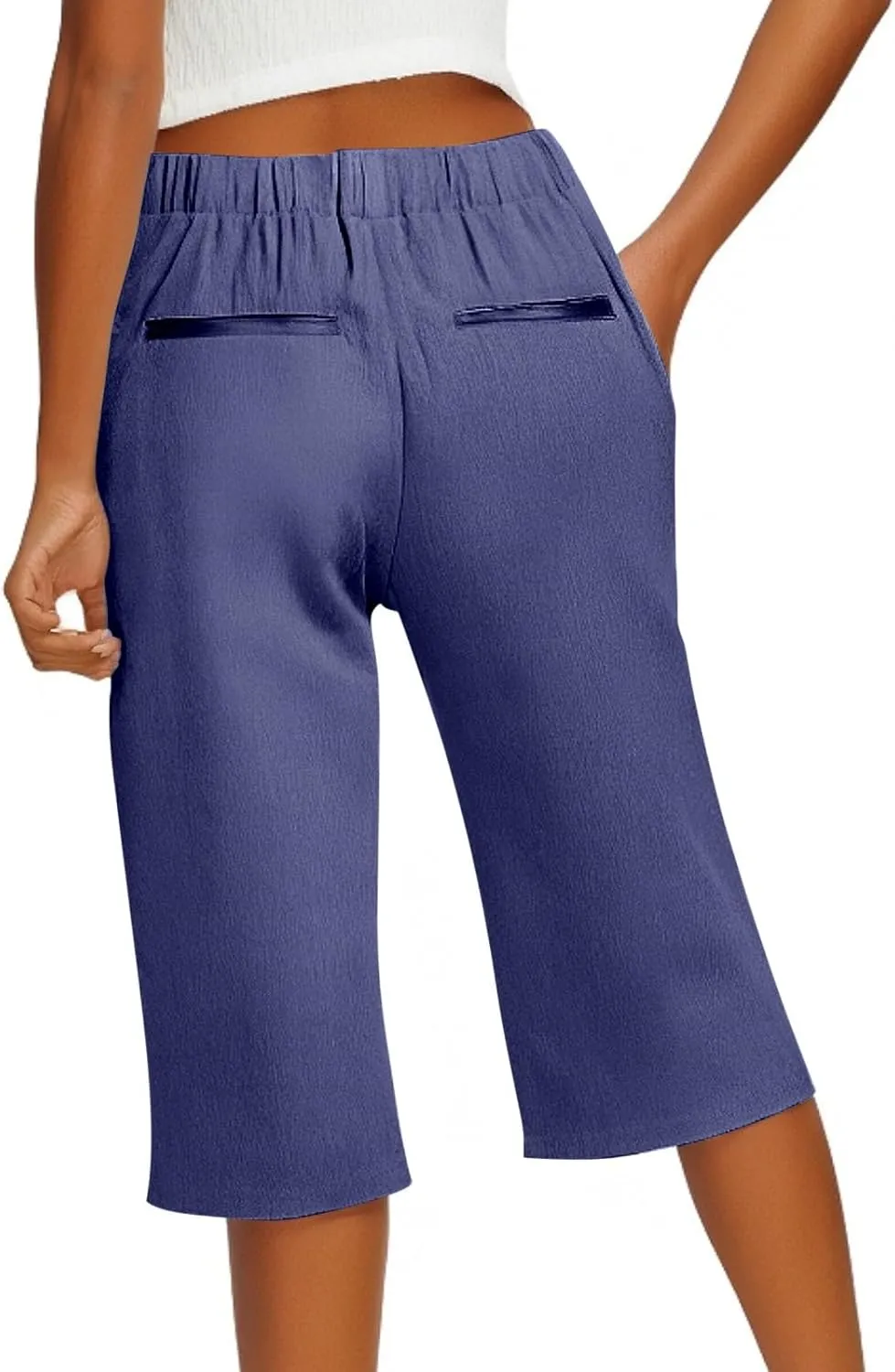 Pedal Pushers for Women Lightweight and Thin Summer Bermuda Shorts Baggy Casual Summer Capri Shorts with Pockets