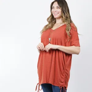 Plus Sized Rust Orange Colored Ruched Drawstring