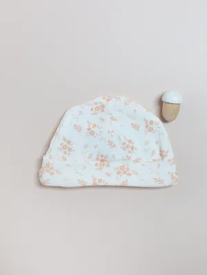 Premature Baby Hat, Apricot Floral, Premium 100% Organic Cotton
