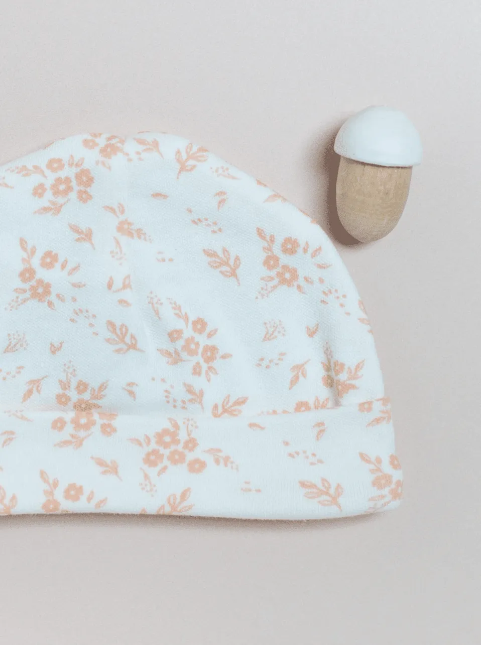 Premature Baby Hat, Apricot Floral, Premium 100% Organic Cotton