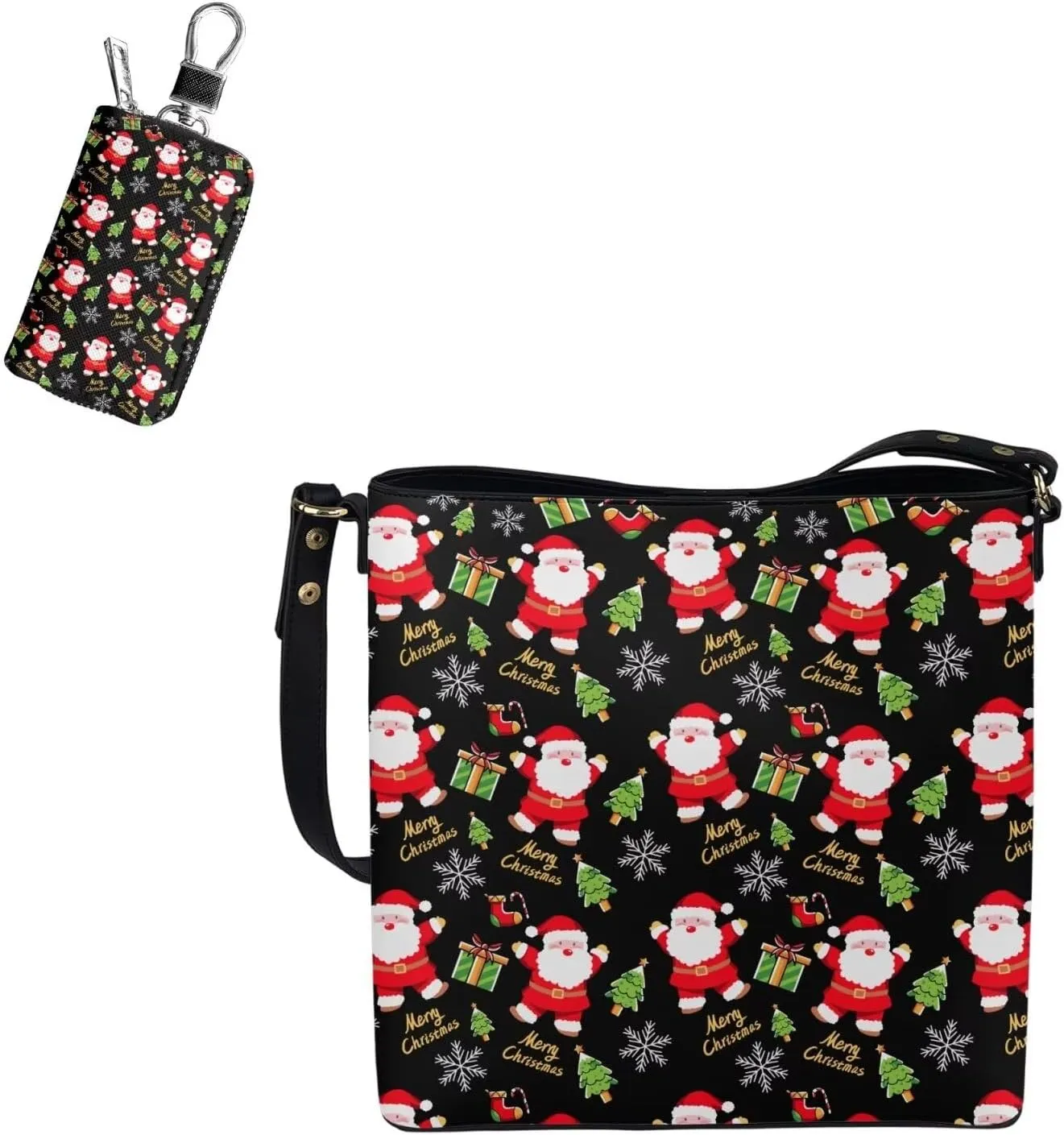 Rnyleeg Crossbody Bag for Women Leather Hobo Handbag with Pocket Bucket Bag with 2 pcs Adjustable Strap Matching Car Key Case