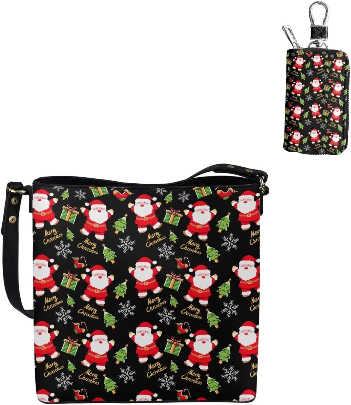 Rnyleeg Crossbody Bag for Women Leather Hobo Handbag with Pocket Bucket Bag with 2 pcs Adjustable Strap Matching Car Key Case
