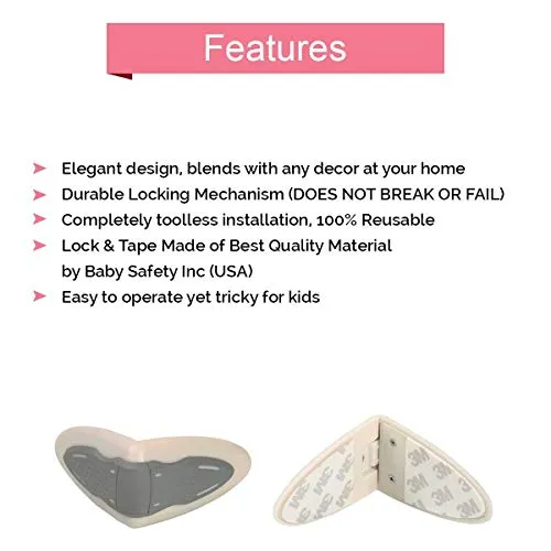 Safe-O-Kid, Durable, Elegant 100% Kid Safe Drawer Lock for Kids, Grey, Pack of 2
