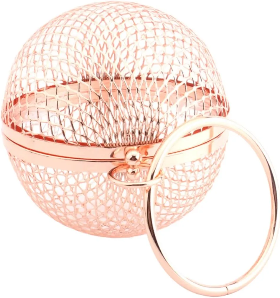 SAFIGLE Women Purse Clutch Handbag Hollow Metal Bags Round Clutch Bag Women Shoulder Bag