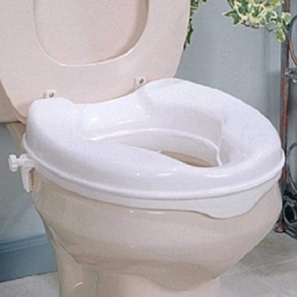 Sammons Preston Inc Savanah AA2112 Raised Toilet Seat 2" High at Front, Overall: 13-3/4" W x 15-1/4" L, Bracket Adjustment 12" to 15", Weight Capacity 420 lb. 1 each
