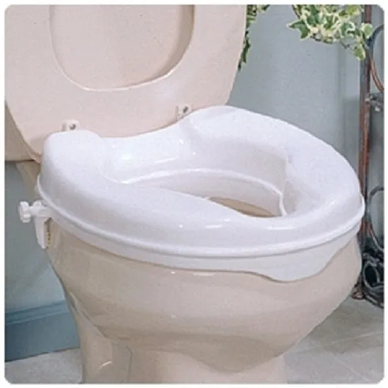 Sammons Preston Inc Savanah AA2112 Raised Toilet Seat 2" High at Front, Overall: 13-3/4" W x 15-1/4" L, Bracket Adjustment 12" to 15", Weight Capacity 420 lb. 1 each