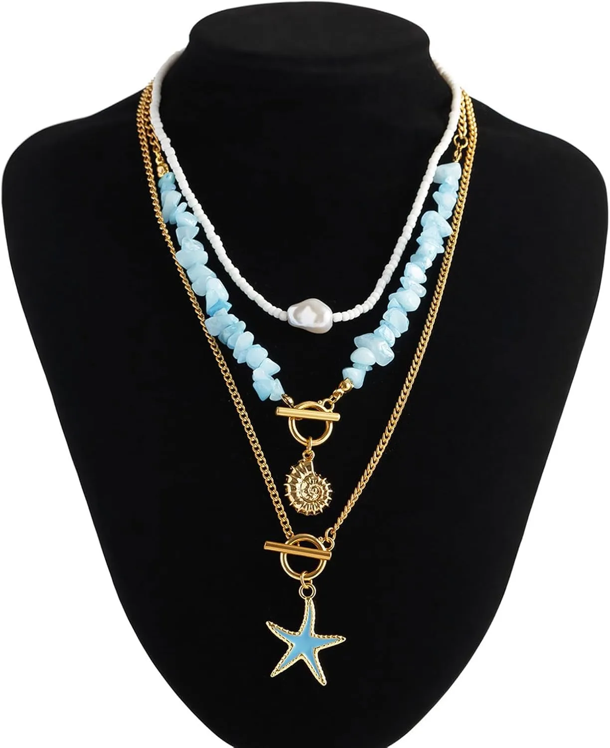 Seashell Necklace for Women Shell Necklace Summer Outfits for Women Adjustable Layered Sea Shell Charm Necklaces Beach Vacation Essentials Holiday Jewelry