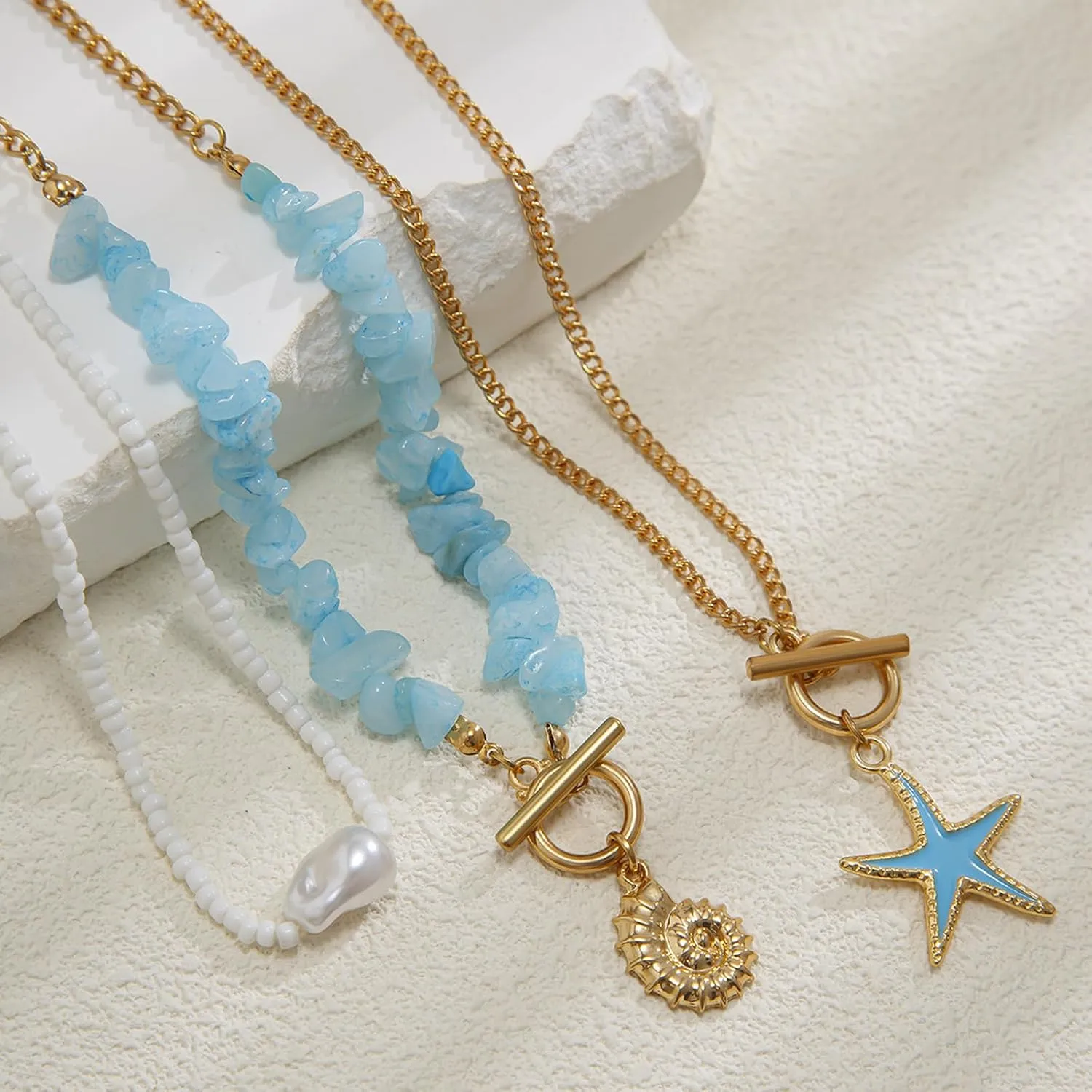 Seashell Necklace for Women Shell Necklace Summer Outfits for Women Adjustable Layered Sea Shell Charm Necklaces Beach Vacation Essentials Holiday Jewelry