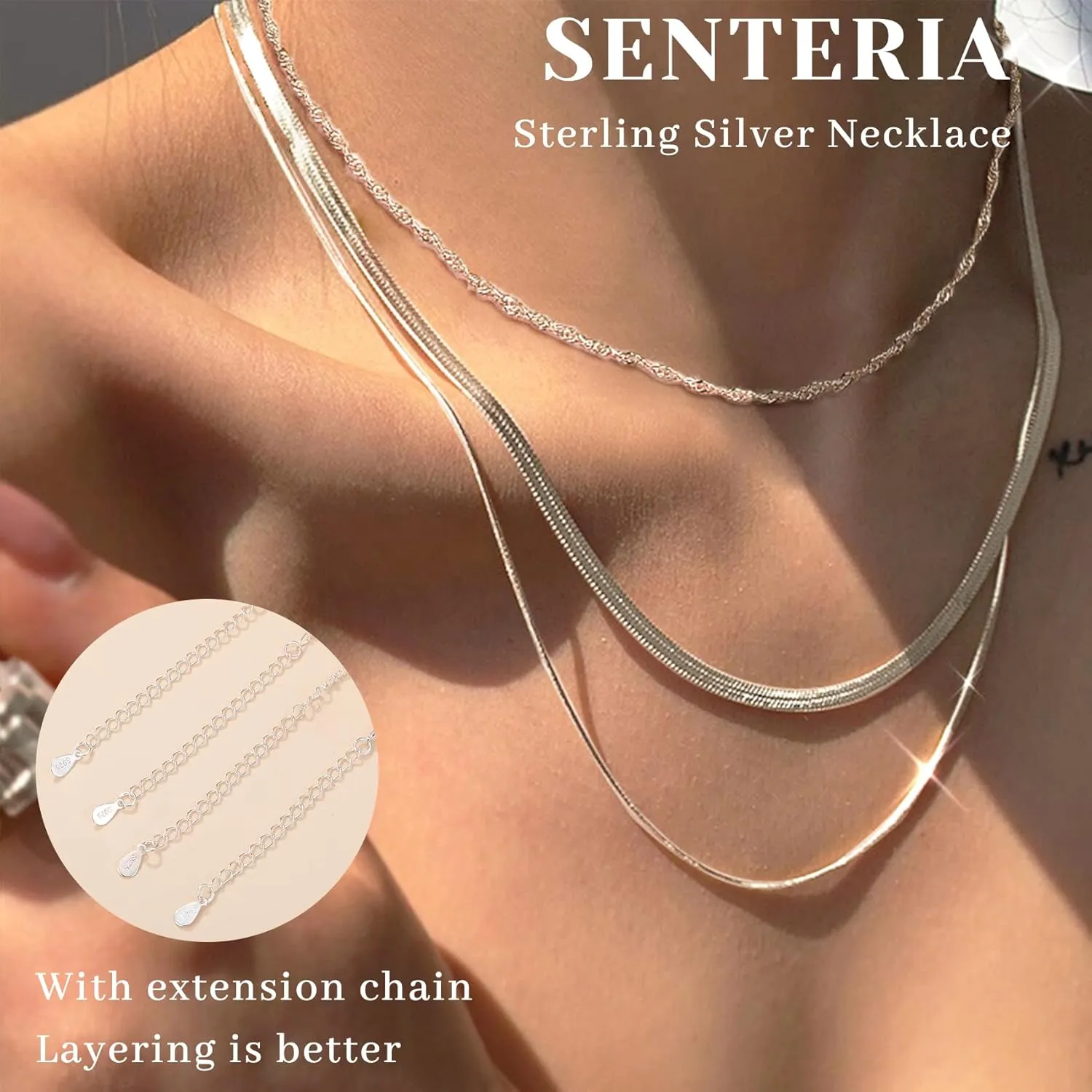 Senteria Gold Layered Necklace for Women 14KGold Plated Necklace Chain Dainty Gold Stack Long Necklaces Set for Women 3/4Pcs