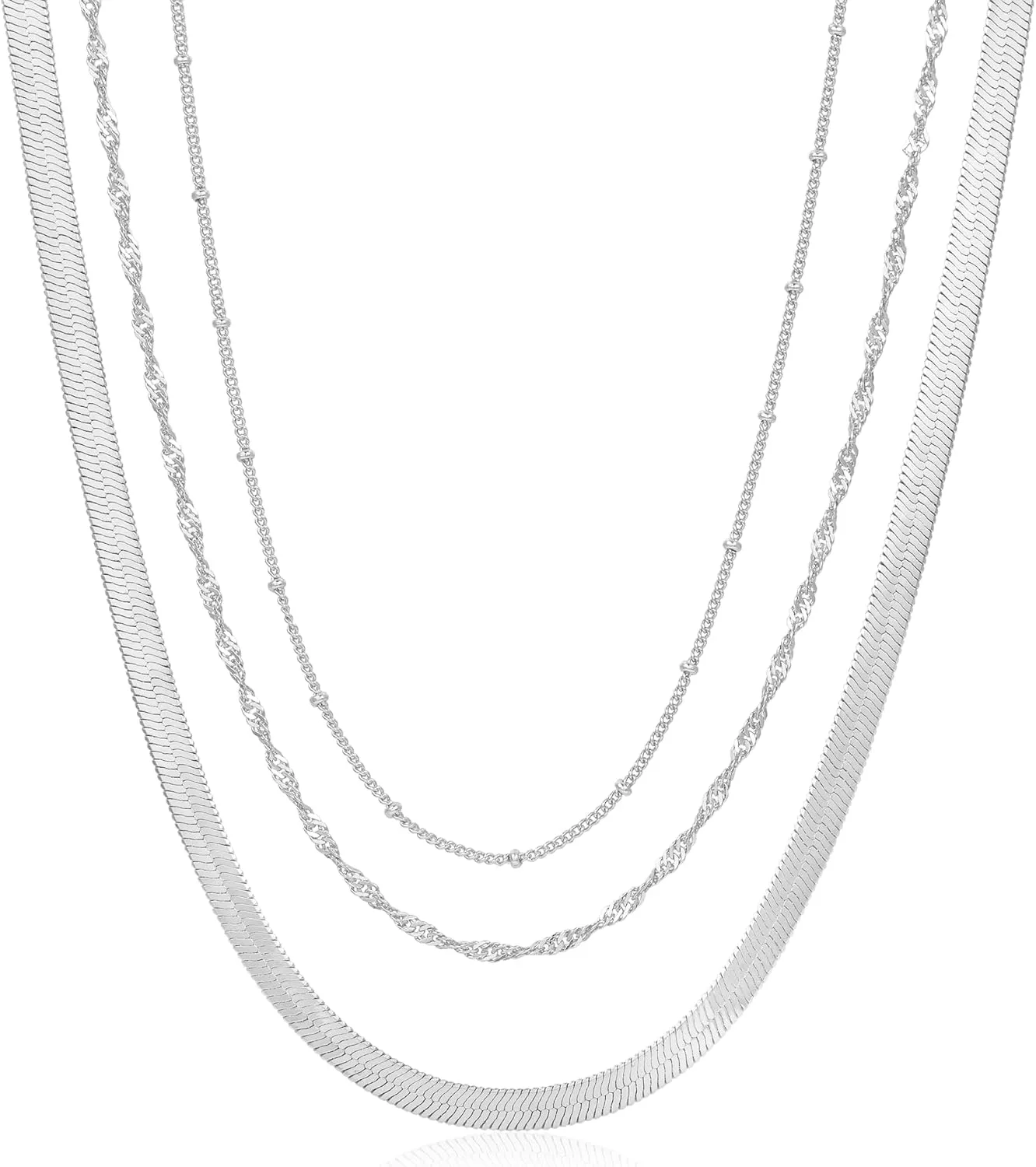 Senteria Gold Layered Necklace for Women 14KGold Plated Necklace Chain Dainty Gold Stack Long Necklaces Set for Women 3/4Pcs