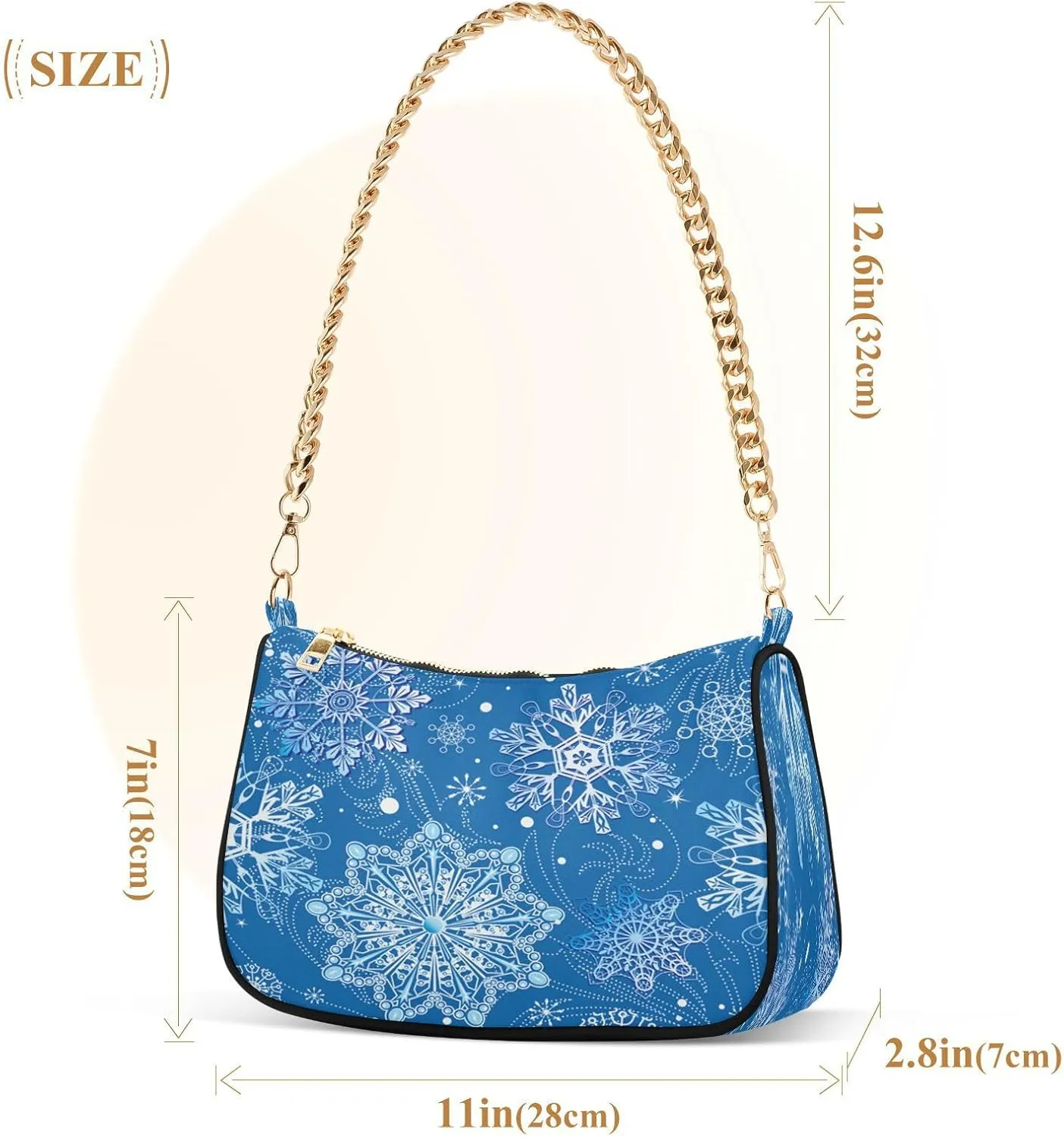Shoulder Bag for Women Hobo Tote Handbag Gold Chain Crossbody Bag with Zipper Clutch Purse Handbags