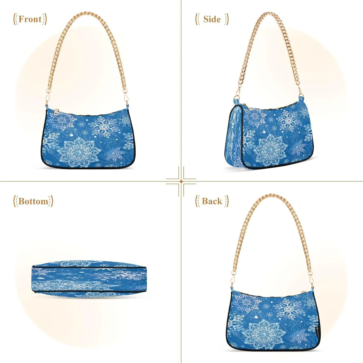 Shoulder Bag for Women Hobo Tote Handbag Gold Chain Crossbody Bag with Zipper Clutch Purse Handbags