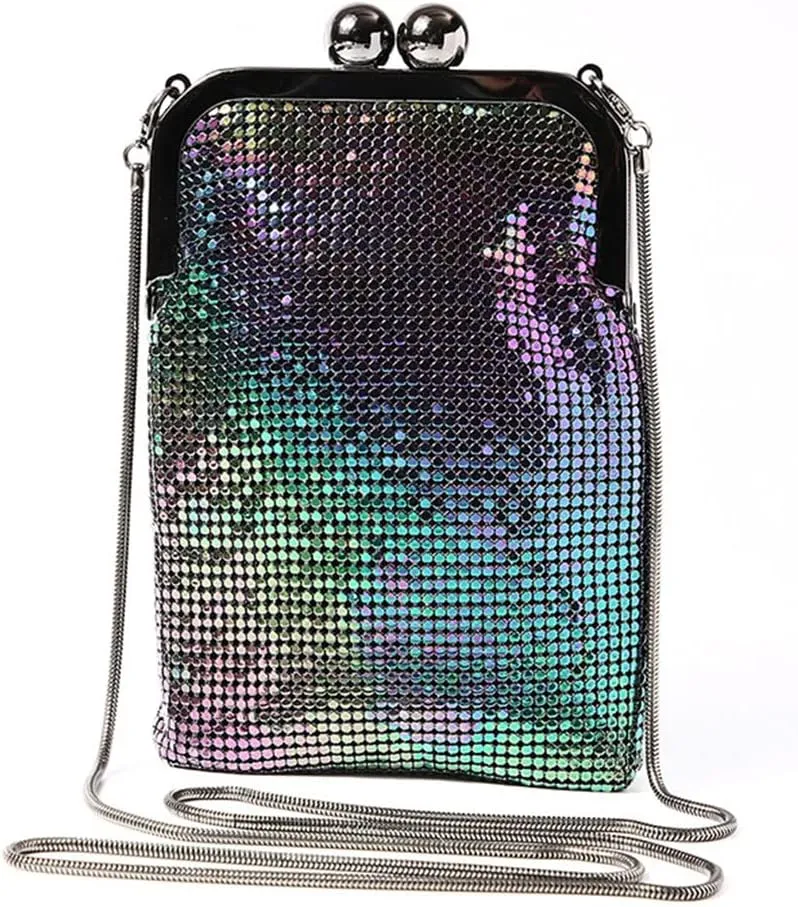 Small Clutch Bag With Sequins Purse With Chain Shoulder Evening Bags
