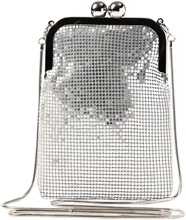 Small Clutch Bag With Sequins Purse With Chain Shoulder Evening Bags
