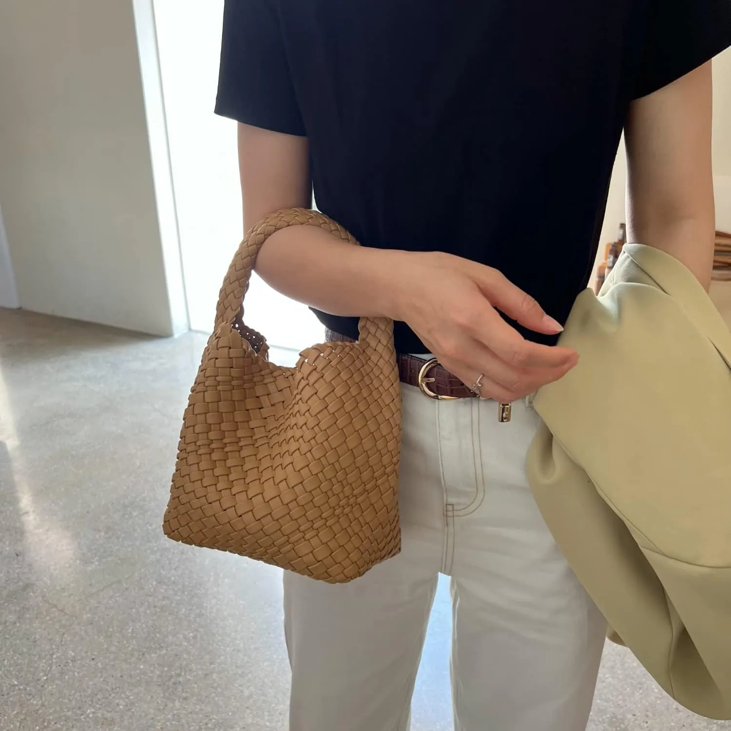 Small Woven Bags for Women Cute Hobo Tote Woven Handbag Mini Clutch Purse vegan leather Crossbody bags Shoulder Handmade Bag