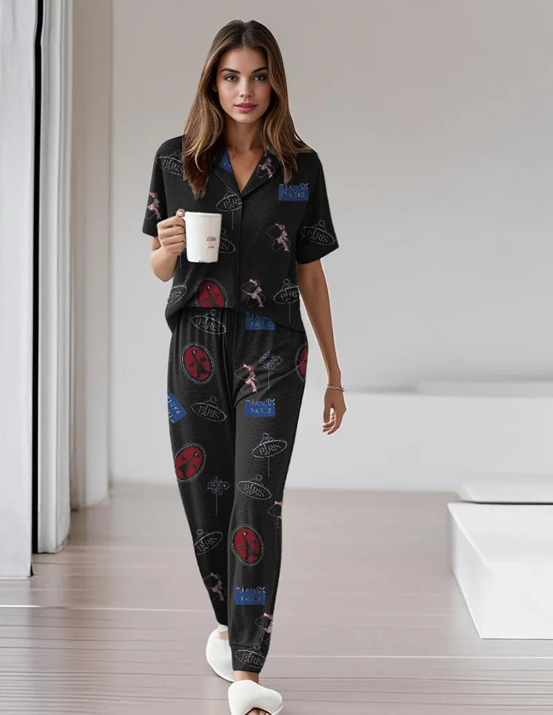 Soft Teddy Bear Print Pajama Set