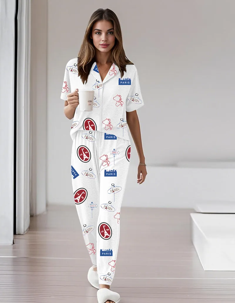 Soft Teddy Bear Print Pajama Set