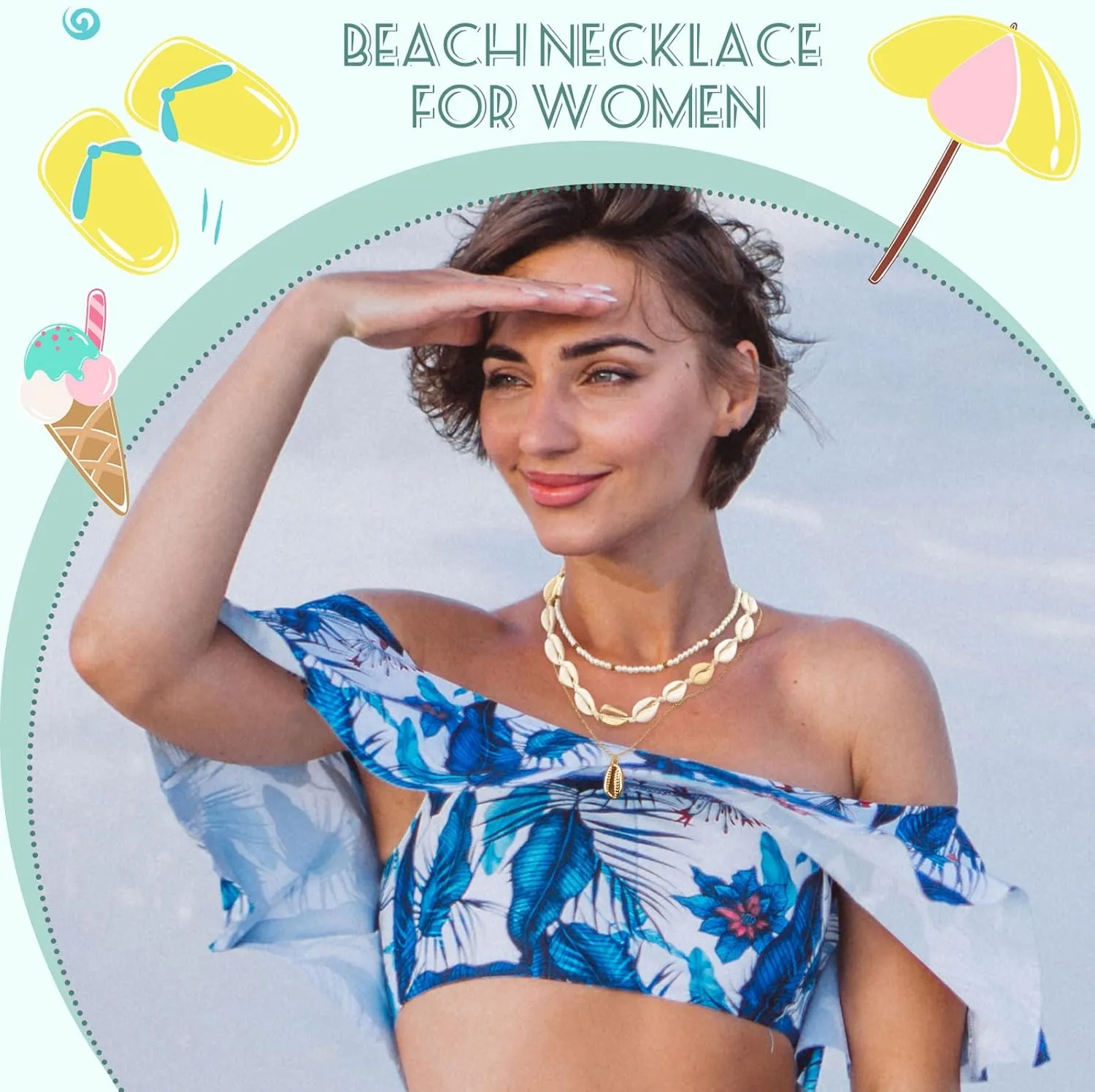 Starfish Necklace Gold Shell Necklace Seashell Necklaces for Women Ocean Necklaces Beach Vacation Essentials Summer Outfits Holiday Jewelry Trendy Beach Charms for Women 2025