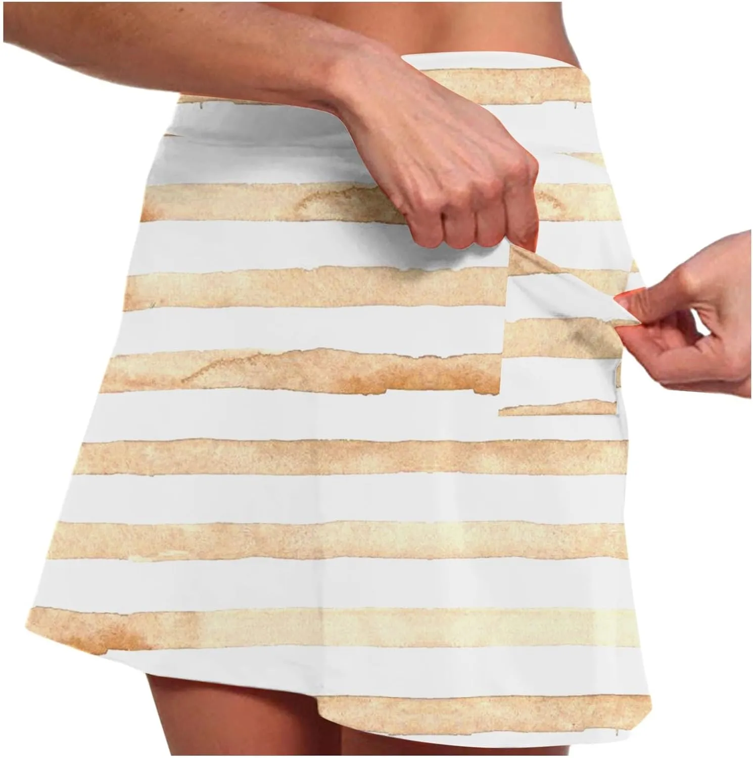 Stretchy Mini Tennis Skorts for Women 2025 Summer Trendy Stripped Print High Elastic Waisted Golf Skirts Workout Beachwear