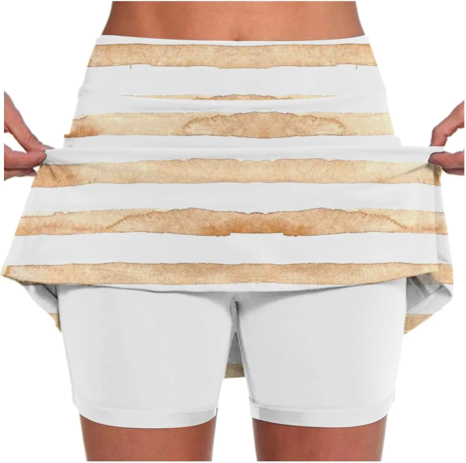 Stretchy Mini Tennis Skorts for Women 2025 Summer Trendy Stripped Print High Elastic Waisted Golf Skirts Workout Beachwear