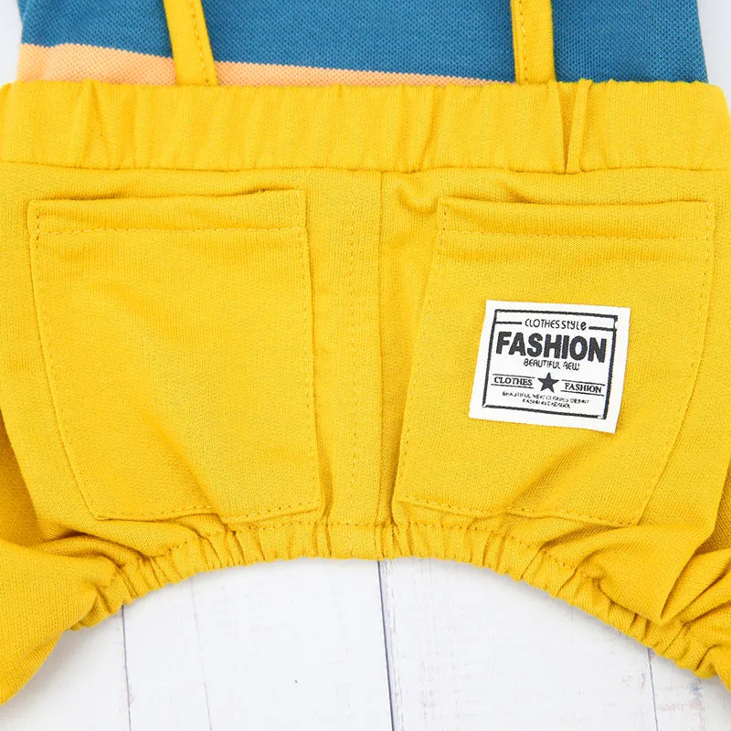 Striped overalls pet clothing