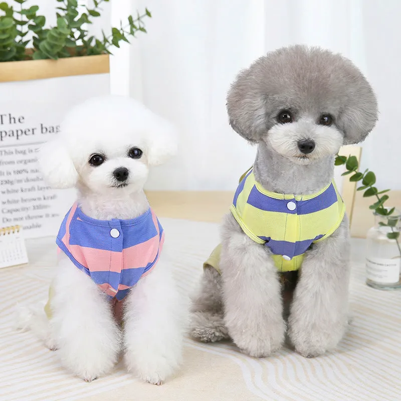 Striped overalls pet clothing