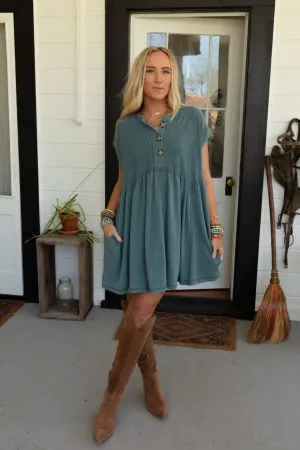 Sweet Nothings Baby Doll Dress - Teal