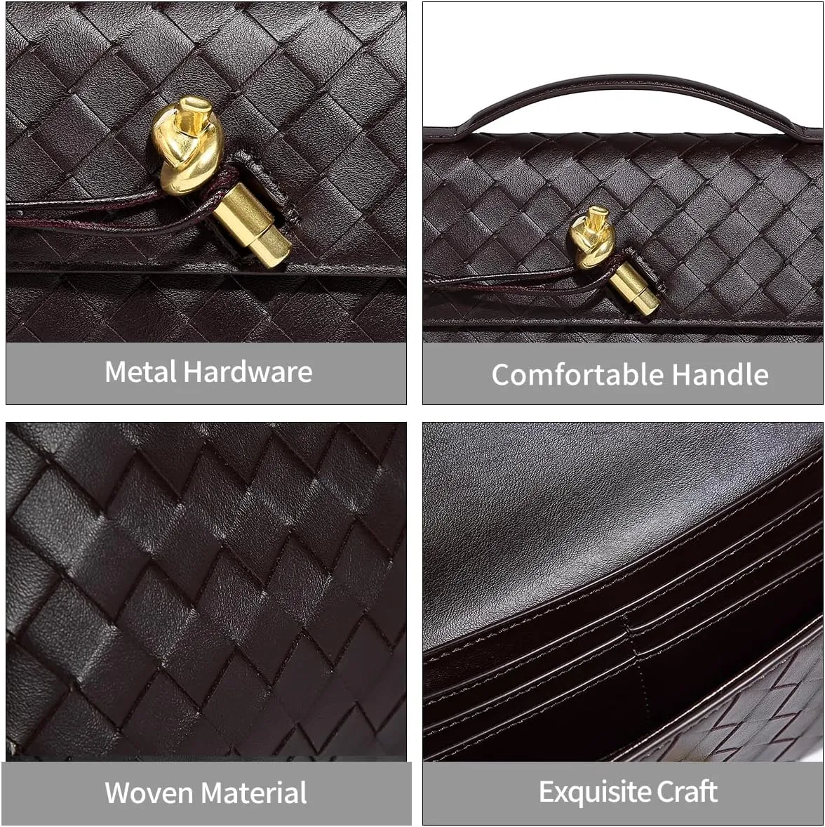 Trendy Woven Evening Clutch Purses for Women Evening Bags Handbags PU Leather Purse with Removable Shoulder Strap Bag