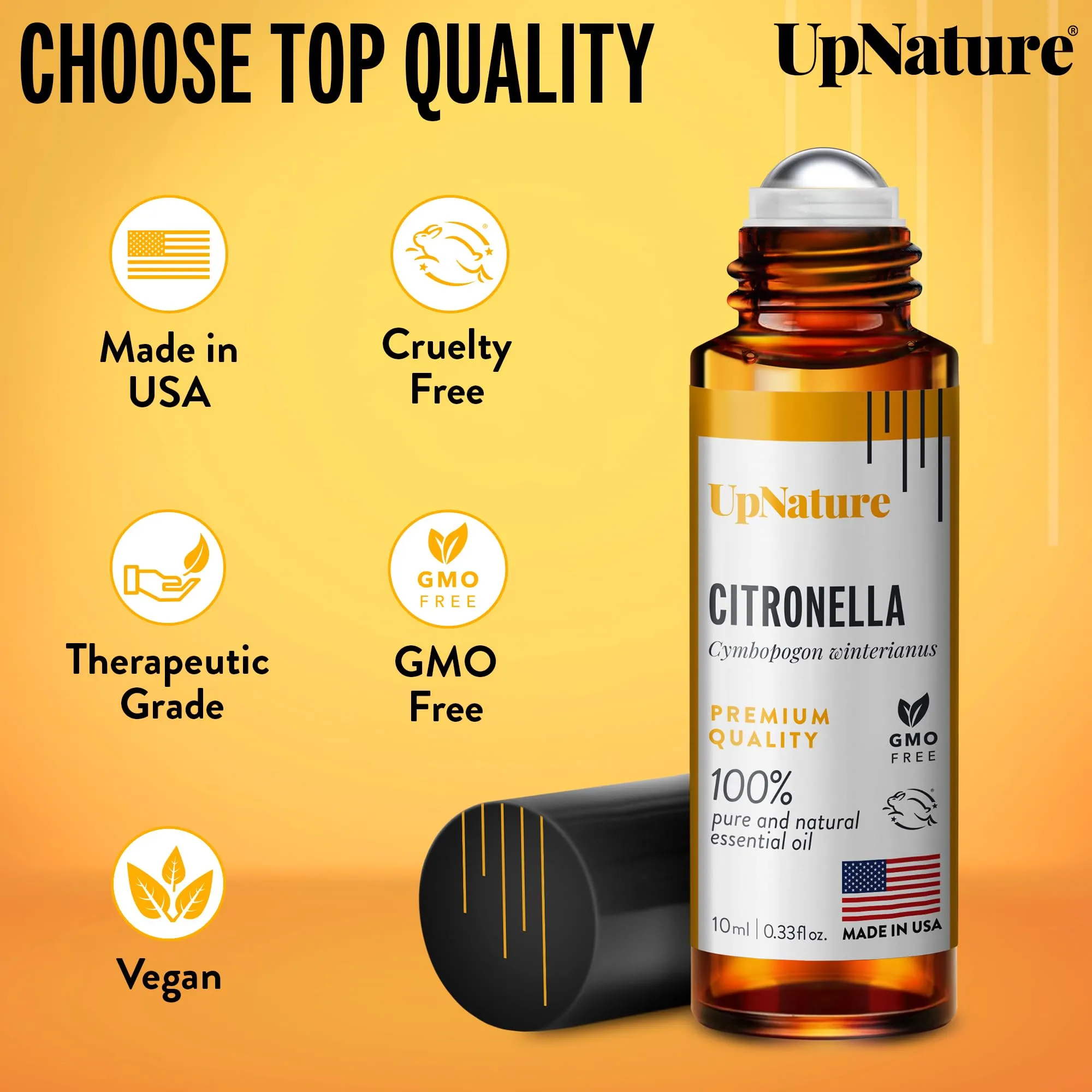 UpNature Citronella Oil Roll On   100% Natural Citronella Essential Oil for Skin