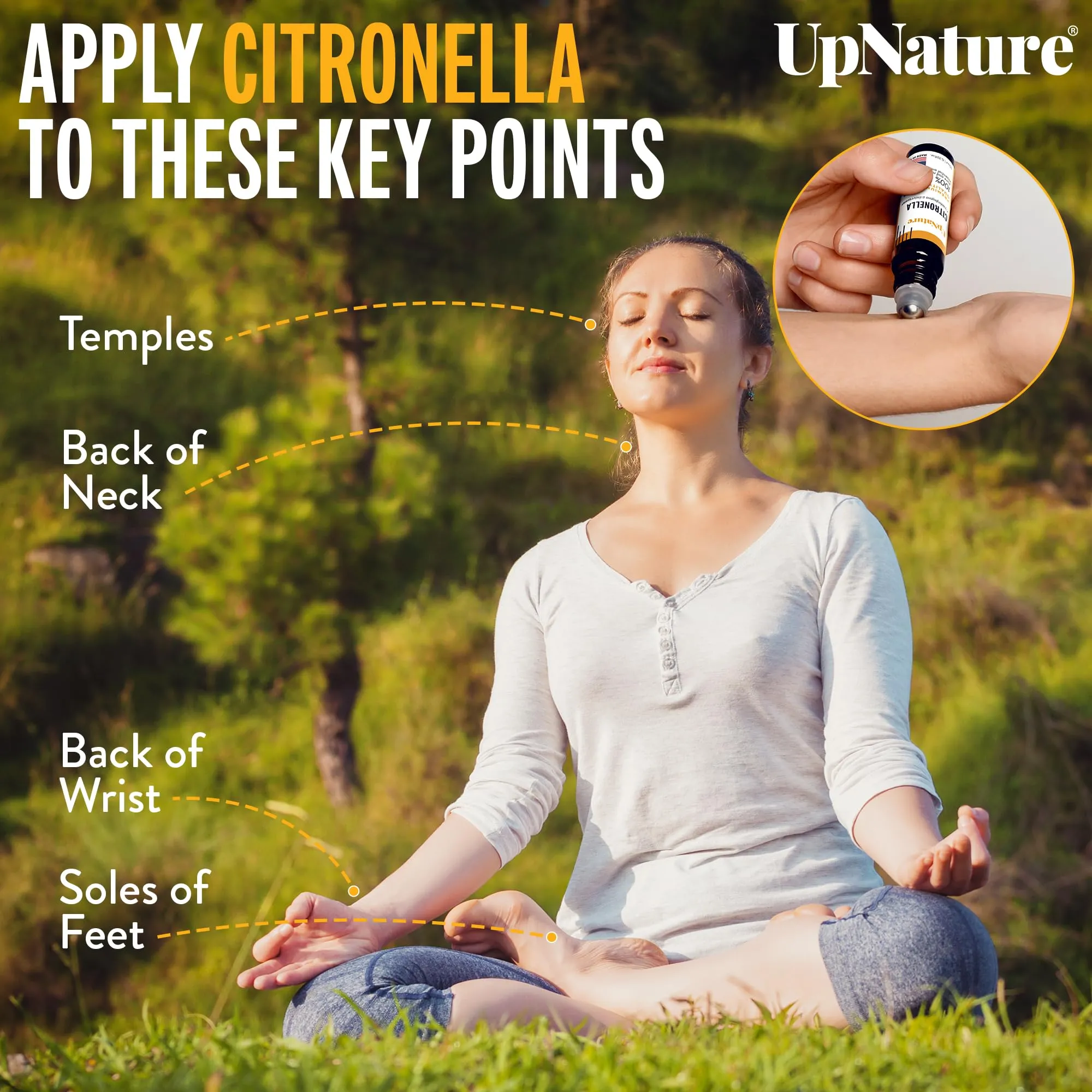 UpNature Citronella Oil Roll On   100% Natural Citronella Essential Oil for Skin