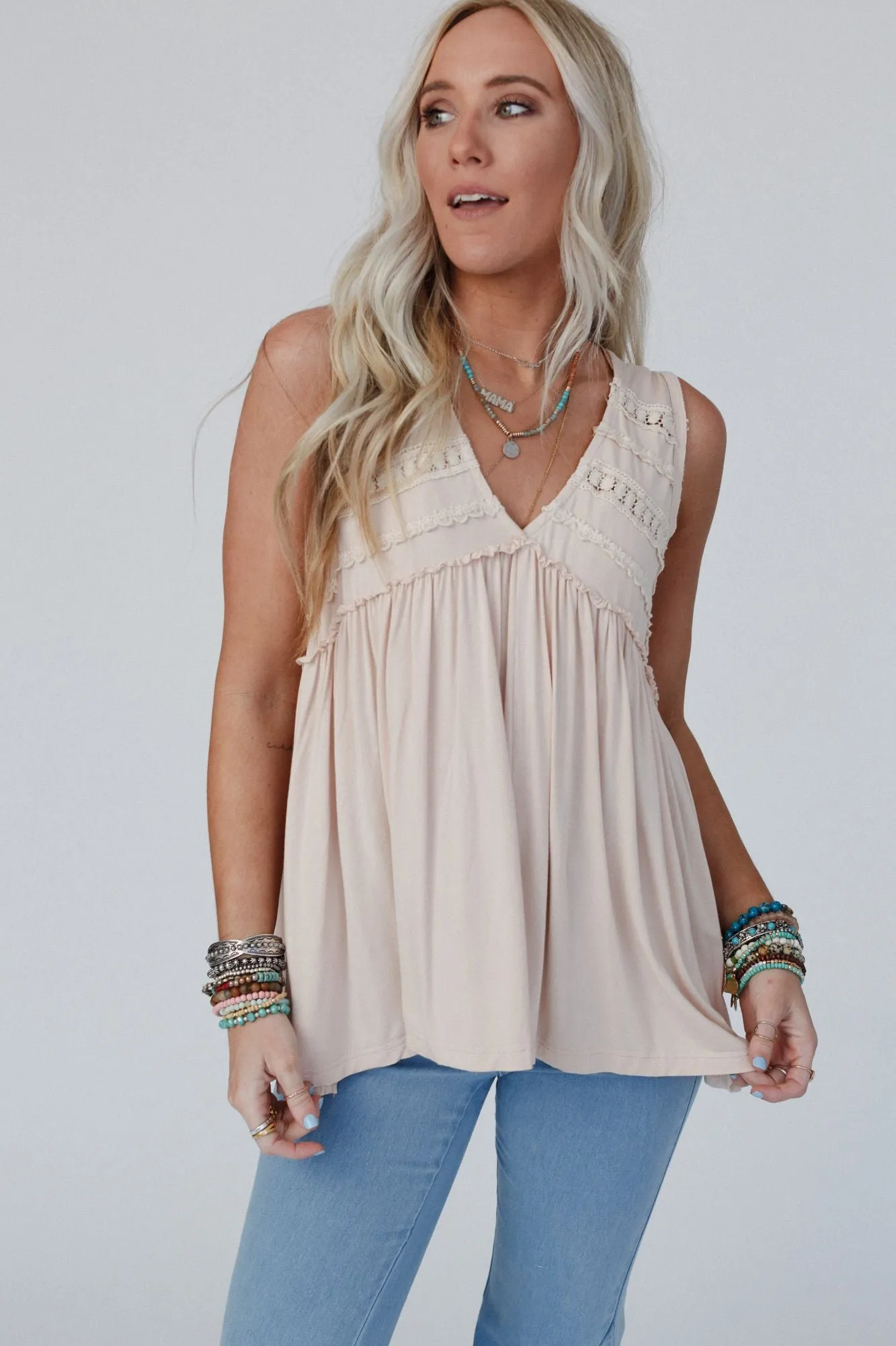 Velveteen Knit Top - Beige