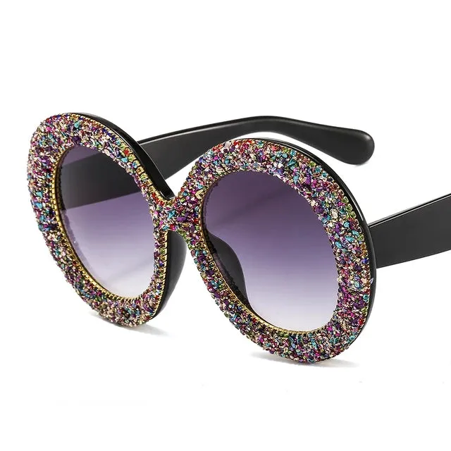 Vintage Rhinestones Oversized Sunglasses
