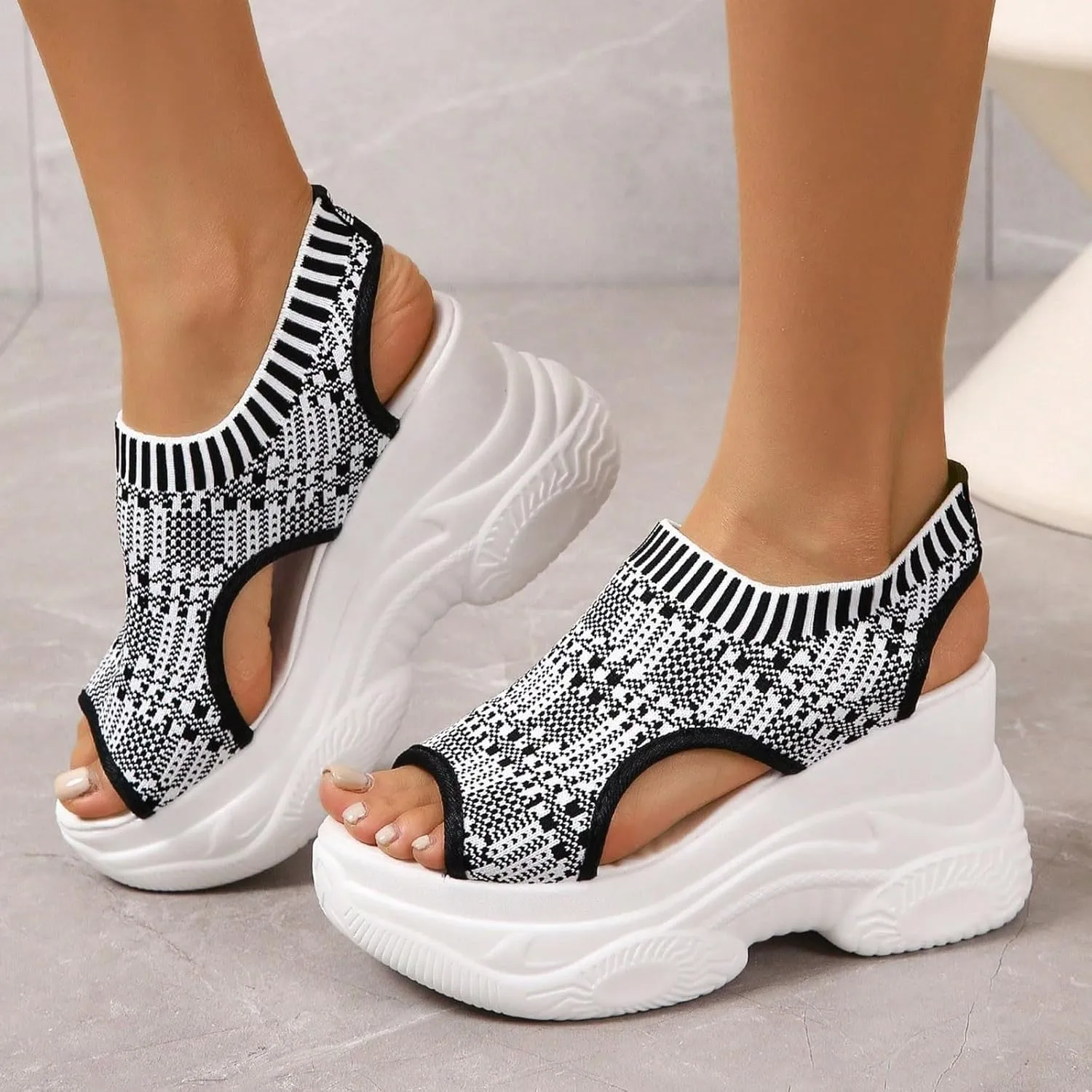 Wedge Platform Sandals for Women Summer Open Toe Ankle Strap Platform Sandals Casual Strappy Slip on Beach Orthopedic Shoes