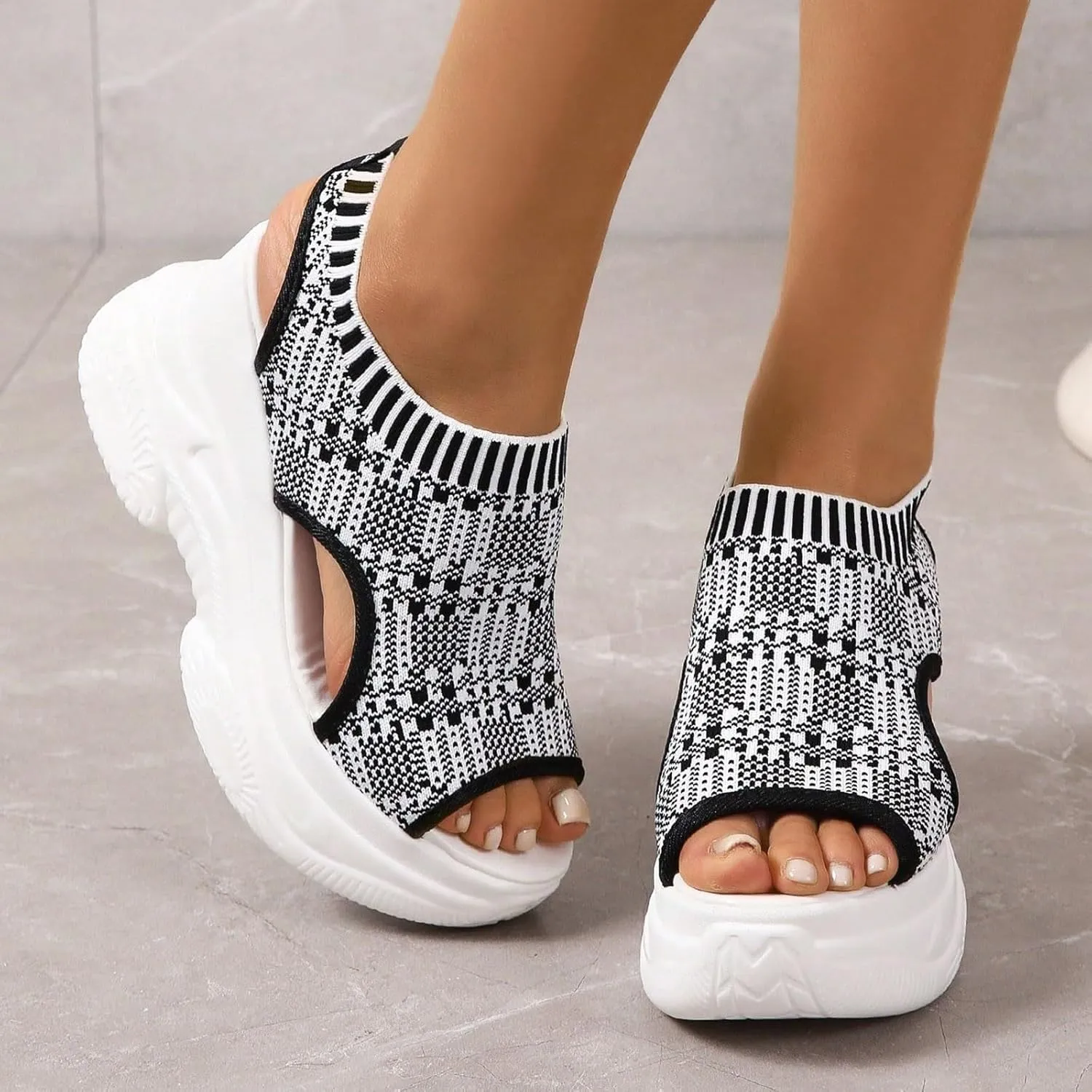 Wedge Platform Sandals for Women Summer Open Toe Ankle Strap Platform Sandals Casual Strappy Slip on Beach Orthopedic Shoes