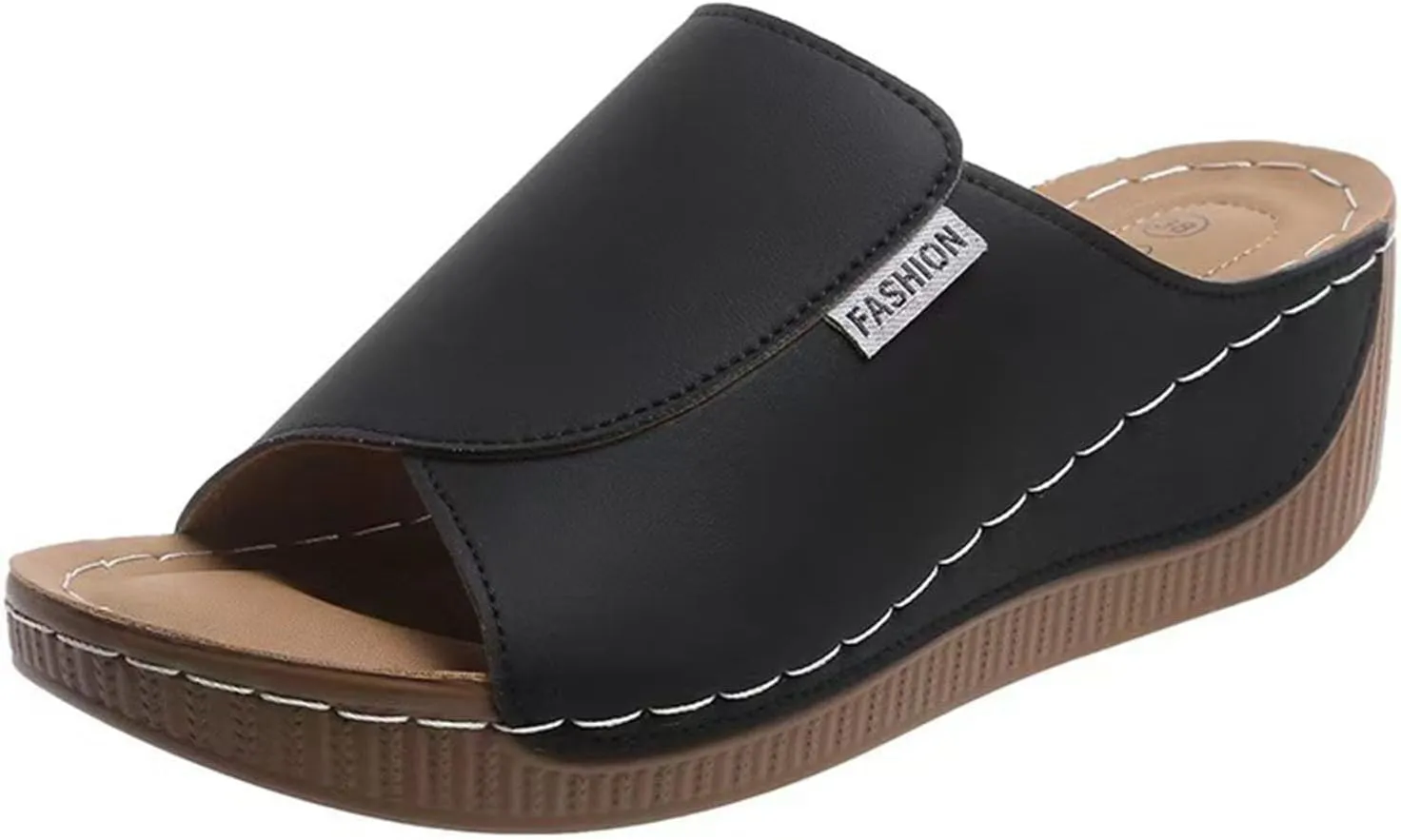 Wedge Sandals for Women Open Toe Slippers with Arch Support Breathable Orthopedic Summer Dressy Slip-On Soft Sole Casual Shoe